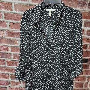 Women's DRESS BARN Polka Dot 3/4 Sleeve Shirt Large
